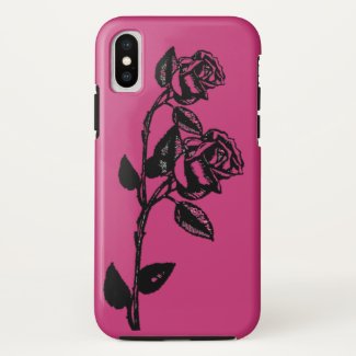 Raspberry Apple iPhone X Goth Punk Black Rose Case
