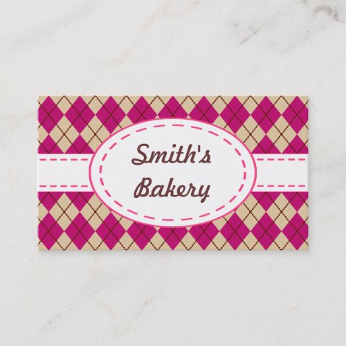 Raspberry Argyle Business Cards