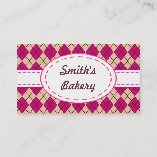Customizable Raspberry Argyle Business Cards