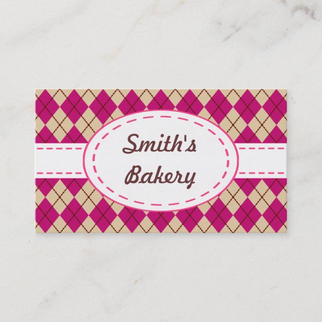 Raspberry Argyle Business Cards (Front)