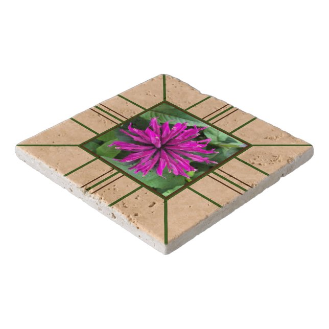 "Raspberry Bee Balm" Trivet (Corner)