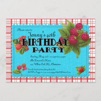 Raspberry Birthday Party Invitation