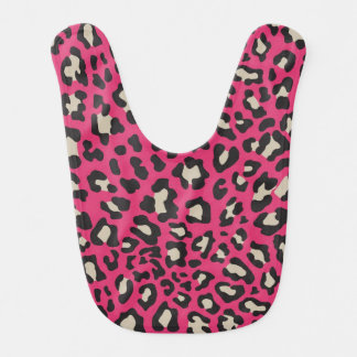 Raspberry, Black, and Clay Leopard Print Bib