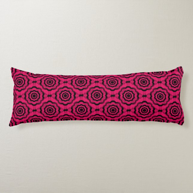 Raspberry Black Flower Seamless Pattern Body Pillow (Front)