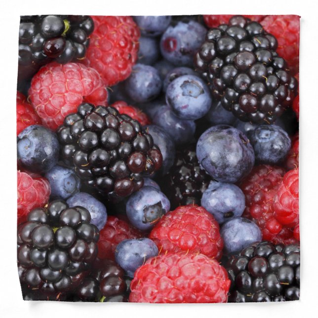 Raspberry, blueberry and blackberry berry pattern bandana (Front)
