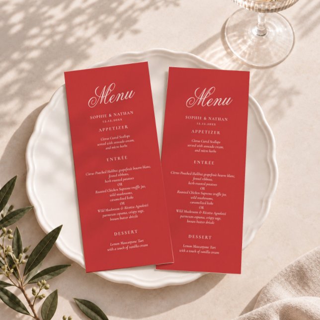Raspberry Blush Wedding Long Menu Card (Creator Uploaded)