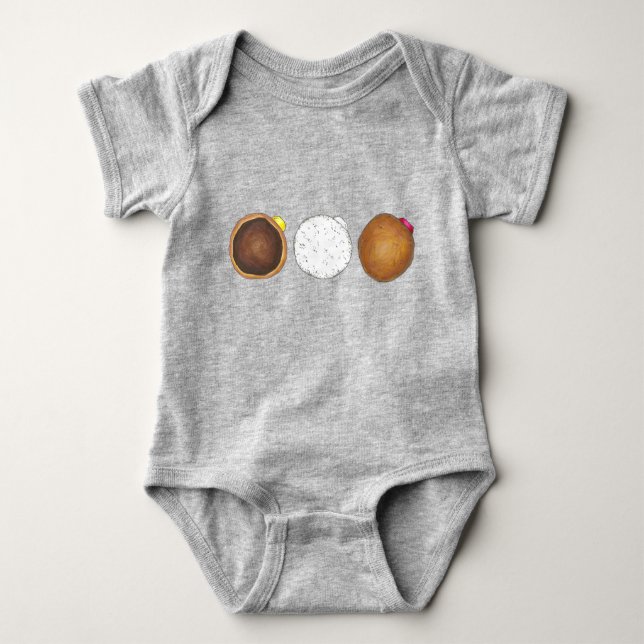 Raspberry Boston Creme Filled Donut Doughnut Food Baby Bodysuit (Front)