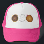 Raspberry Boston Creme Filled Donut Doughnut Trucker Hat<br><div class="desc">Features an original marker illustration of raspberry jelly,  Boston cream,  and powdered vanilla cream-filled donuts.

This design is also available on other products. Don't see what you're looking for? Need help with customization? Contact Rebecca to have something designed just for you.</div>