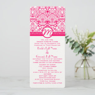 Raspberry Bright Pink Love Bird Wedding Invitation