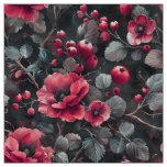 Raspberry, burgundy flowers on dark gray fabric