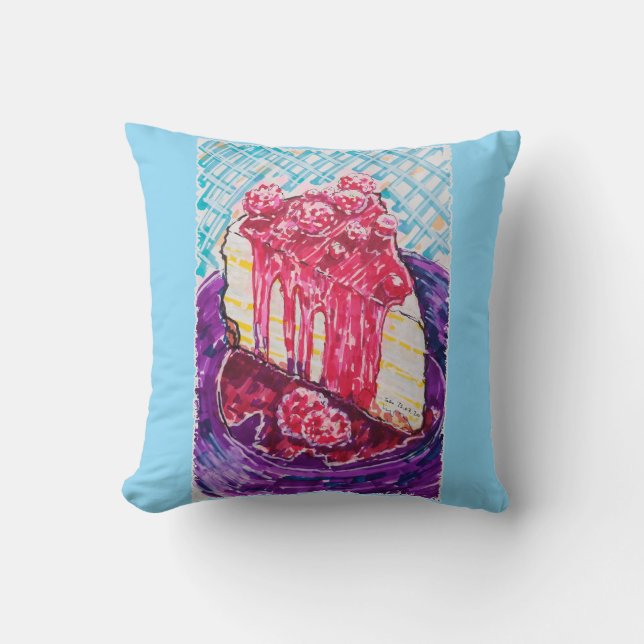 Raspberry Cake Throw Pillow (Front)