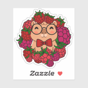 Raspberry Capybara Scholar - Cute Aesthetic Fruit  Sticker