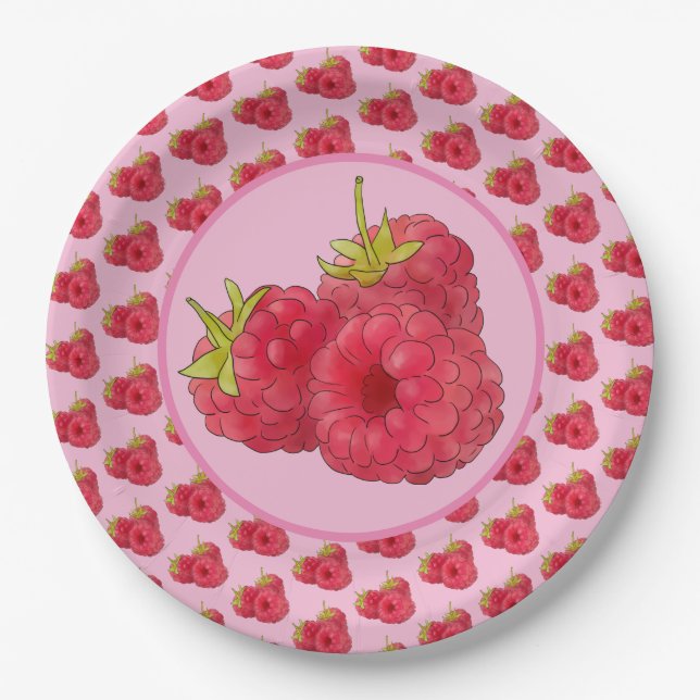 raspberry cardboard paper plates (Front)