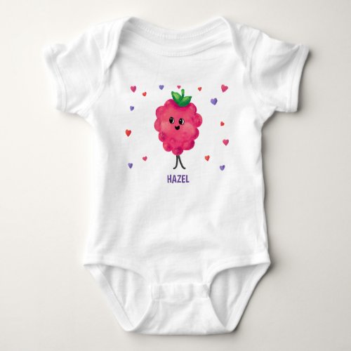 Raspberry Cartoon Berry First Birthday Baby Bodysuit