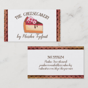 Raspberry cheesecake bakery wedding event baking business card