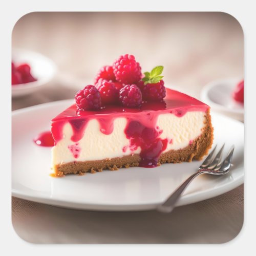 Raspberry Cheesecake Square Sticker