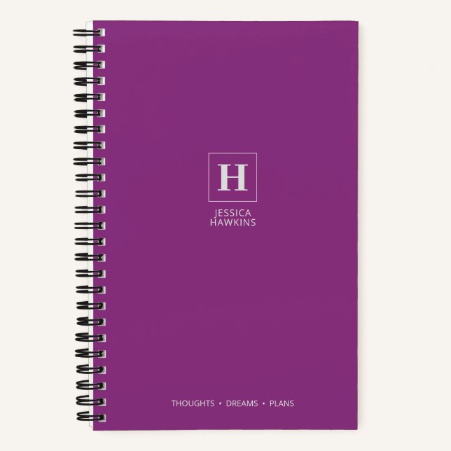 Raspberry Classic Monogram Notebook (Front)