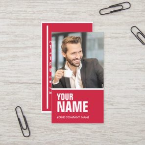 Raspberry Color Office (Personalize Photo & Text) Business Card