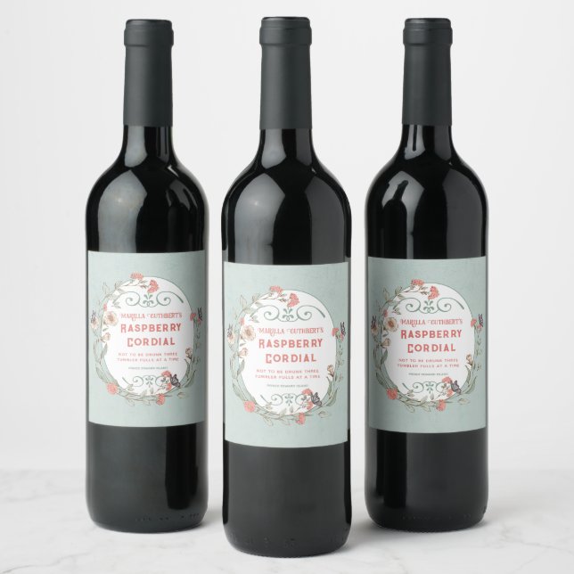 Raspberry Cordial  Wine Label (Bottles)