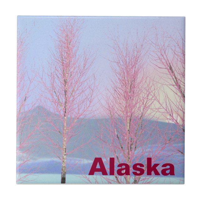 Raspberry Creme Birch Ceramic Tile (Front)