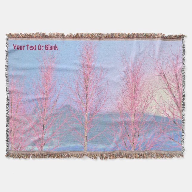 Raspberry Creme Birch Throw Blanket (Front)