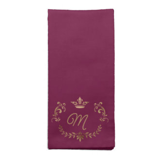 Raspberry Crown Crest Monogrammed Cloth Napkin