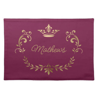 Raspberry Crown Crest Personalized Cloth Placemat