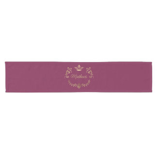 Raspberry Crown Crest Personalized Short Table Runner