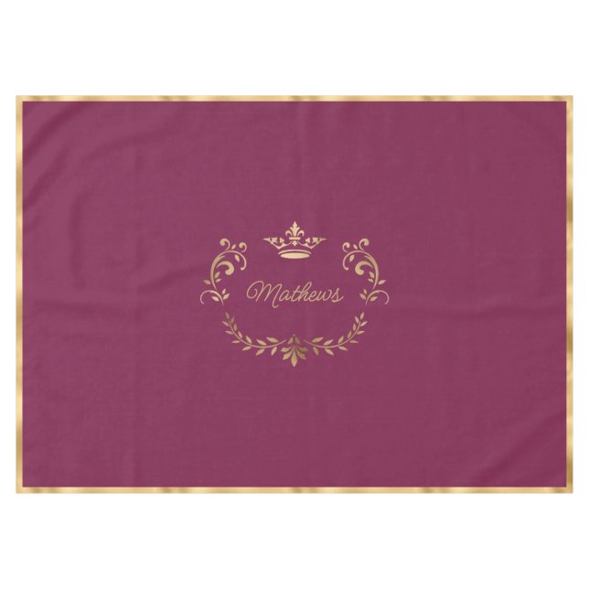 Raspberry Crown Crest Personalized  Tablecloth (Front (Horizontal))