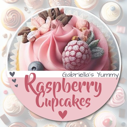 Raspberry Cupcake Cake Photo Template Baking Label