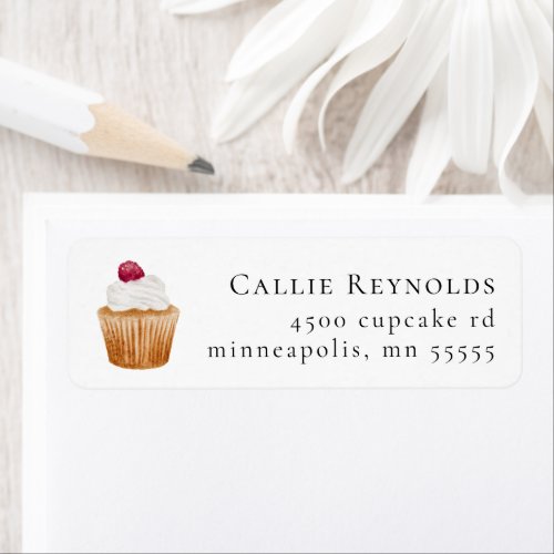 Raspberry Cupcake Return Address Label