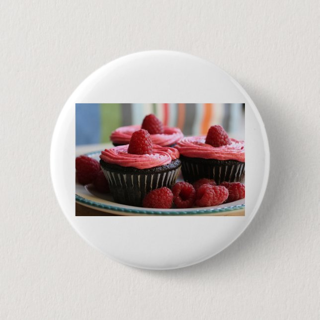 Raspberry Cupcakes Pinback Button (Front)