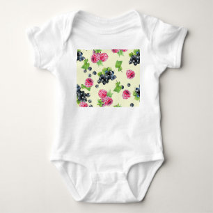 Raspberry, currant watercolor pattern baby bodysuit