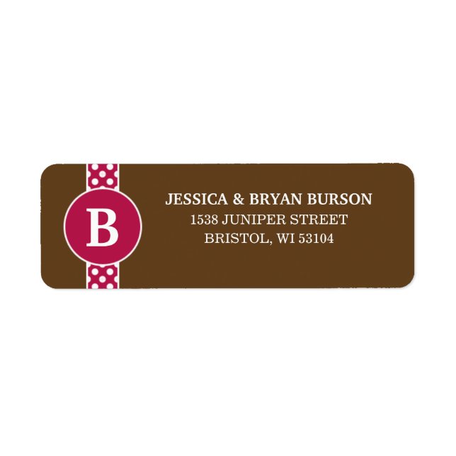 Raspberry Dainty Dots Custom Monogrammed Family Label (Front)