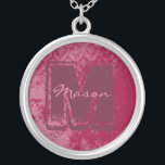 Raspberry Damask Monogram Necklace<br><div class="desc"></div>