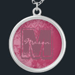 Raspberry Damask Monogram Necklace<br><div class="desc"></div>