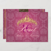Raspberry Damask Sweet 16/ tiara/ invitations (Front/Back)