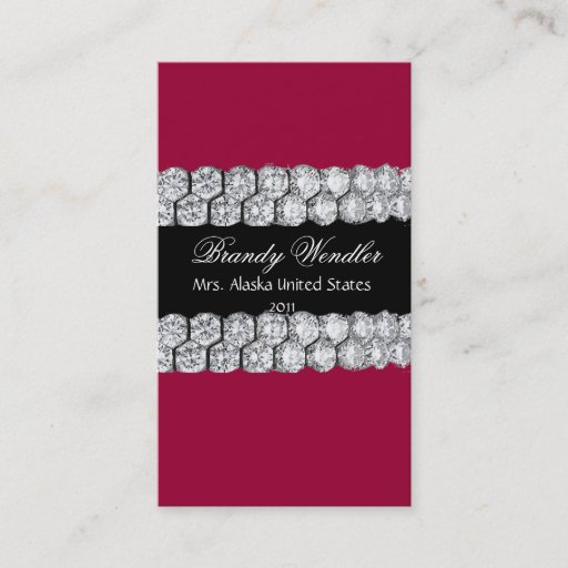 Customizable Raspberry Diamond Pageant Business Card