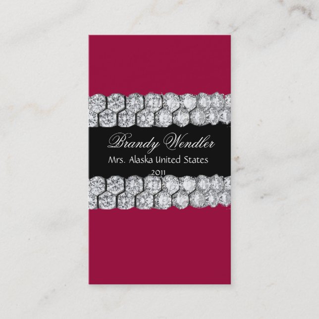 Raspberry Diamond Pageant Business Card (Front)