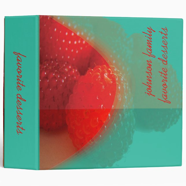 Raspberry, favorite dessert recipes book 3 ring binder (Front/Spine)