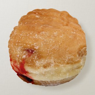 Raspberry Filled Doughnut Round Pillow