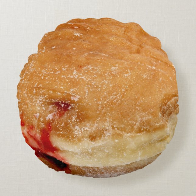 Raspberry Filled Doughnut Round Pillow (Front)