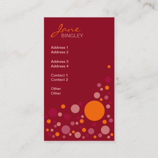 Customizable Raspberry Fizz Retro Dots Business Card Template