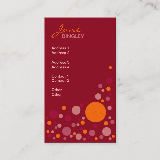 Raspberry Fizz Retro Dots Business Card (Front)