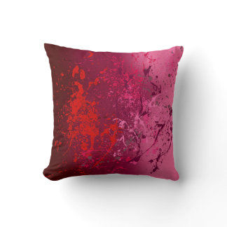 Raspberry Flurry: Abstract spatter art Throw Pillow