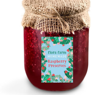 Raspberry Frame Custom Homemade Jam Food Label