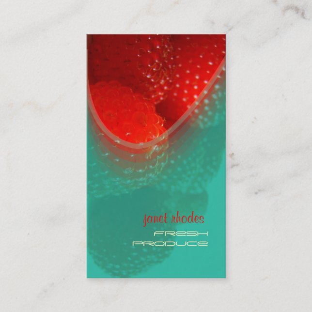 Raspberry, fresh produce business cards (Front)