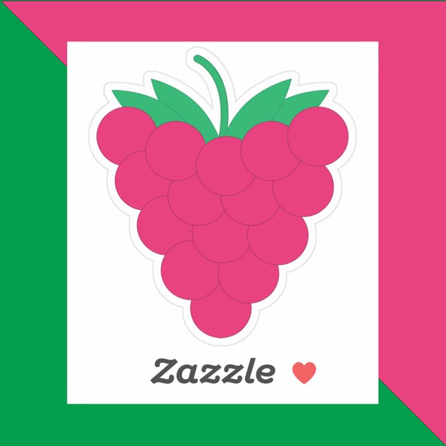 Raspberry Fruit Berry Pink Sticker ( A die cut sticker of a pink raspberry with a green stem.)