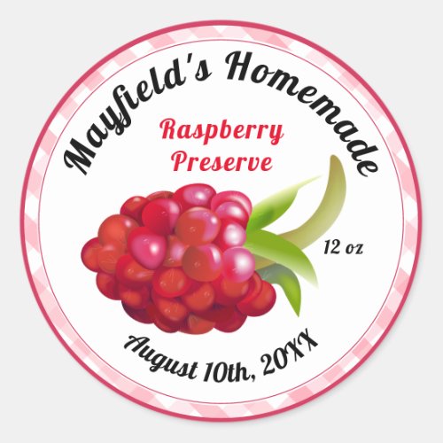 Raspberry Fruit Canning  Jam Jar Label