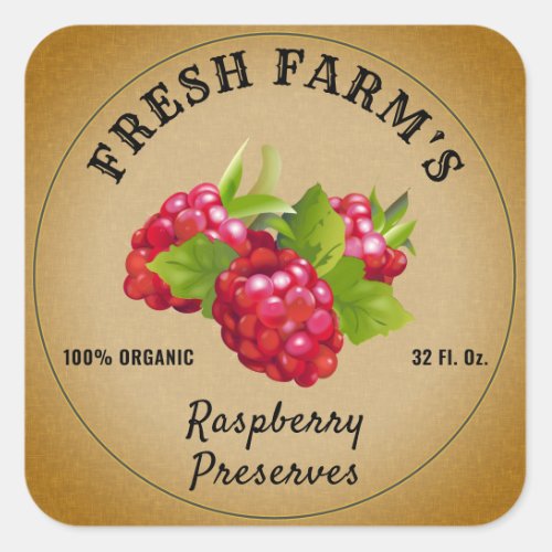 Raspberry Fruit Canning  Jam Label